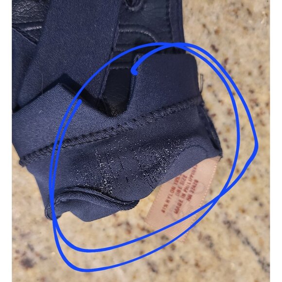 Vintage Womens OSFA Blue Stretch Leather Grip Driving Gloves Sheer Energy Leggs - Picture 12 of 16